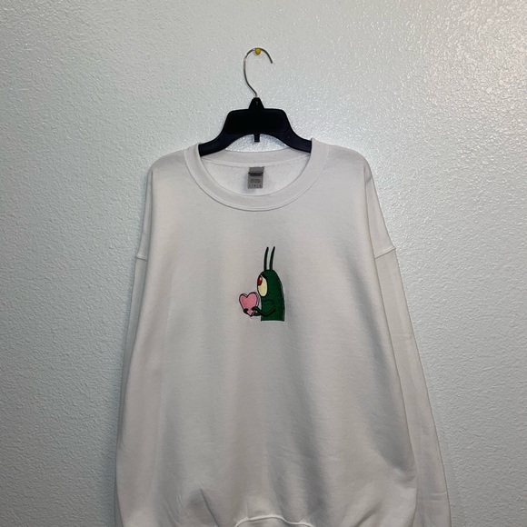 Plankton Heart Valentine White Sweatshirt - Picture 5 of 7